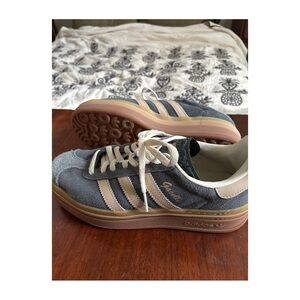Adidas Blue and Tan Sneakers